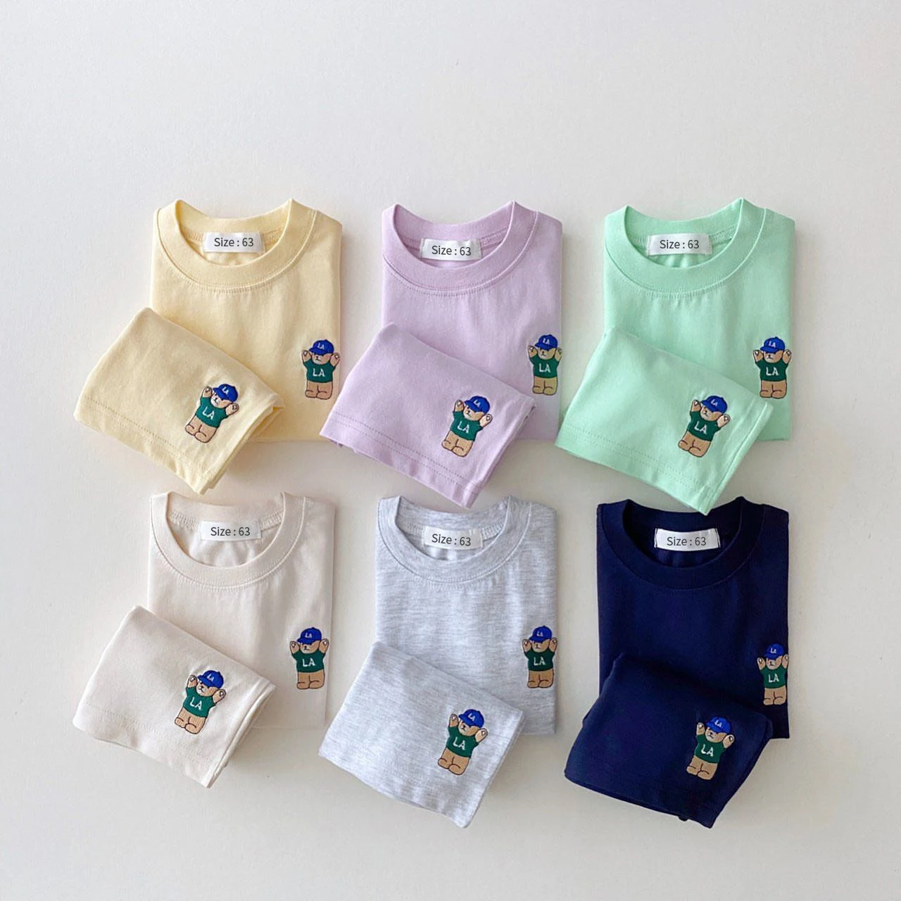 2024 Summer 2PCS Baby Clothes Infant Top and Bottom Set Baby Boys Girls Suit Bear Embroidery Thin Casual Sports Baby Outfit Set