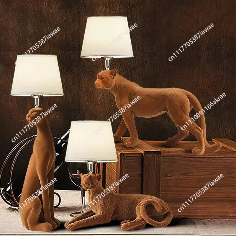 Creative Flocking Resin Crafts Cheetah Simulation Animal Animal Statue Living Room Decoration Home Decor Accessories Modern Gift