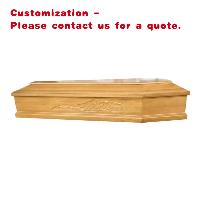 

Качественный гроб из массива дерева, недорогой, с резным декором в виде лилий