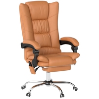 Massage office chair, desk chair with heating function, swivel chair, reclining function, height-adjustable PC chair,light brown
