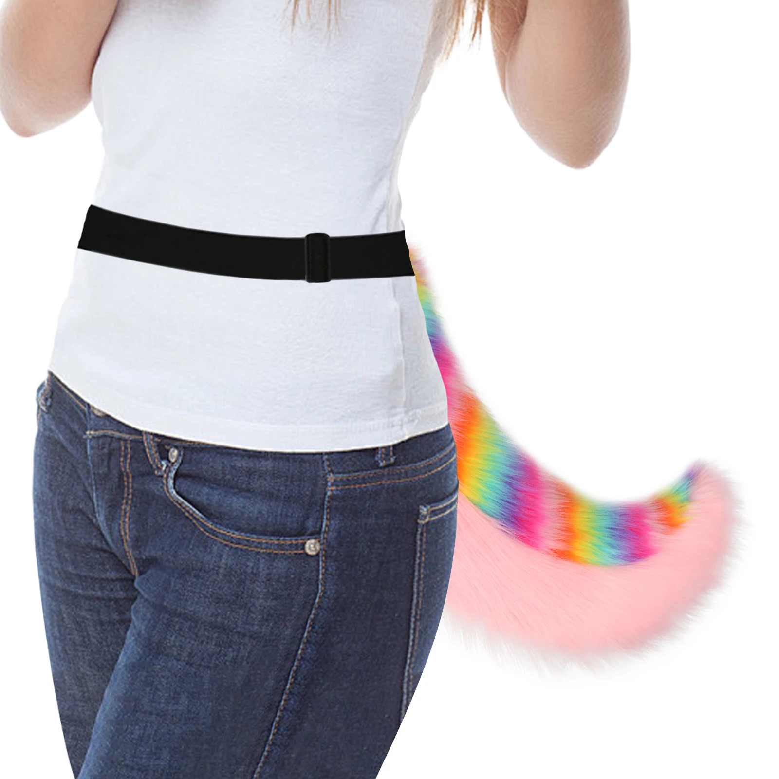 Faux Fur Animal Fox Wolf Tail Fursuit Furry Handmade Fluffy Plush Cosplay Costume Accessories Halloween Party