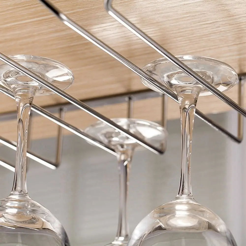 High Quality 1Pcs Multiple Size Bar Accessories Wall Hanging Double Row Wine Glass Rack Wine Rack Goblet Holder Glass Holder