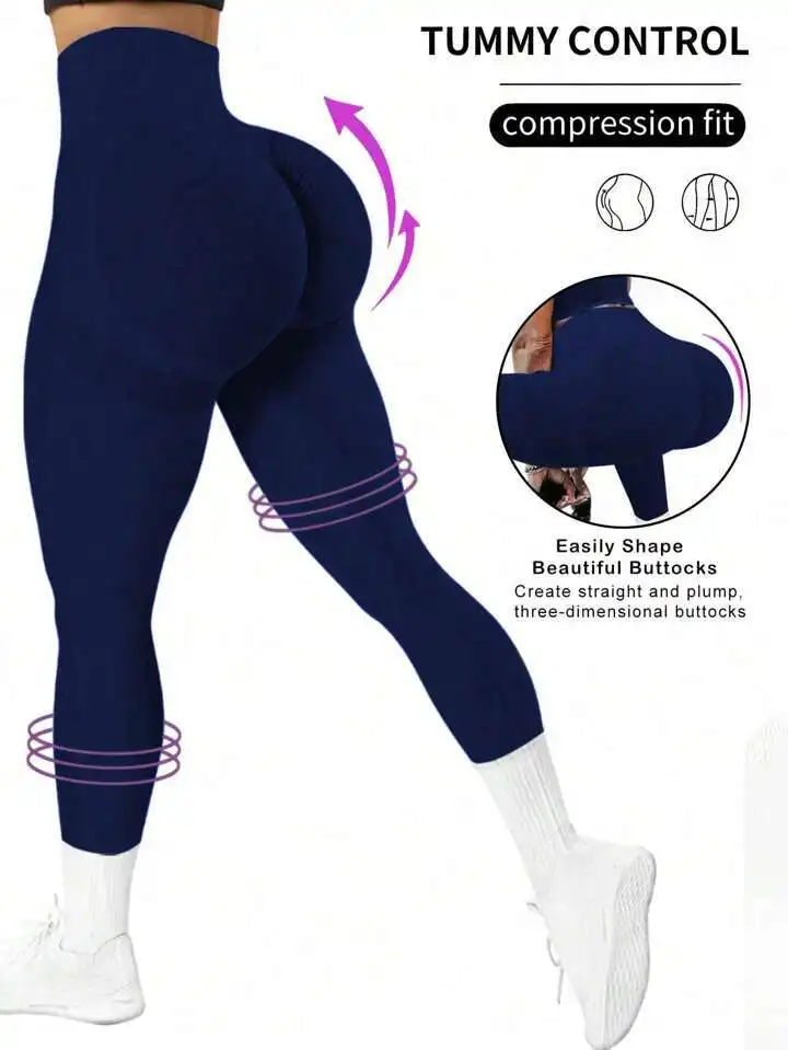 LOVELYXIAYING Enge, nahtlose Yoga-Hose für Damen, einfarbig, mehrfarbig, optional, hohe Taille, bauchschließende Übung, Laufen, Capri-Yogahose, 4