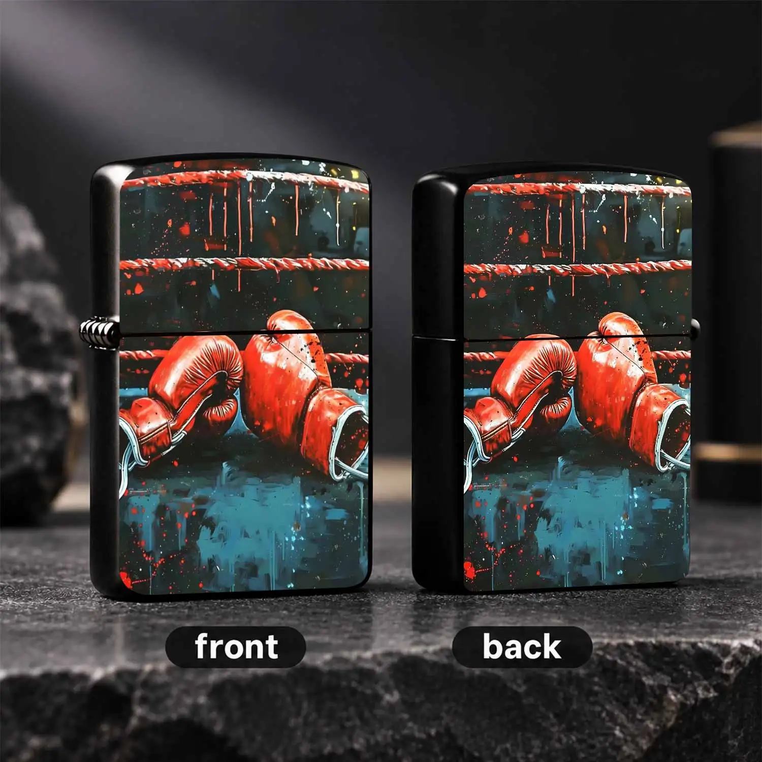 Retro Boxing Themed Portable Lighter, Stylish RedRing Art Print, Trendy Sporty Vibe Pocket Ignition Accessory, Suitable for Daily Outdoor Multiple Scenarios, Unique Gift for Boxing Enthusiasts an A Humorous And Interesting Lighter