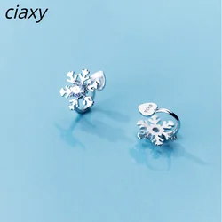 CIAXY Silver Color Inlaid Zircon Snowflake Ear Clip Without Pierced Earrings for Women  Christmas Gift Jewelry