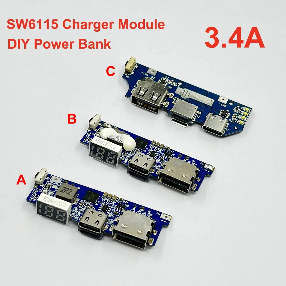 DC 5V 3A SW6115 Quick Charging Circuit Board USB-C/Apple Fast Charger Module for 3.7V 18650 Li-ion Battery DIY Power Bank Apple