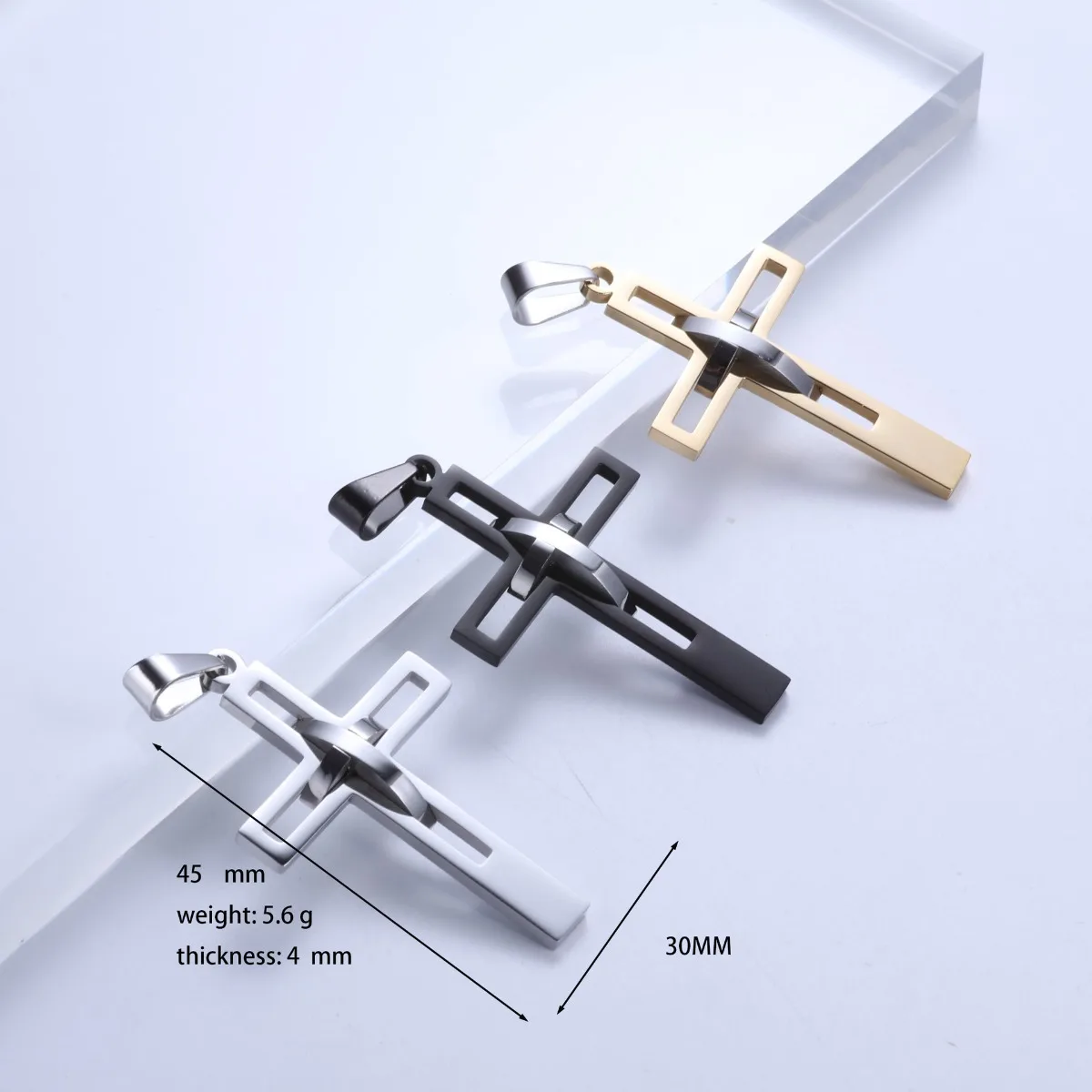 Cross Pendant Necklaces, Stainless Steel Necklace Women and Men, Minimalism Luxury Style Jewelry Accessories Chain