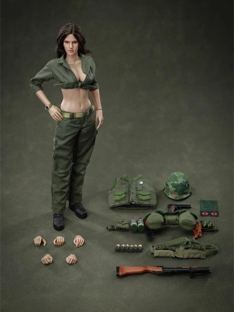 Em estoque 1/6 guerra do vietnã exército pano verde móvel soldado feminino histórico hobby fãs colecionáveis 12 "conjunto completo figura de ação