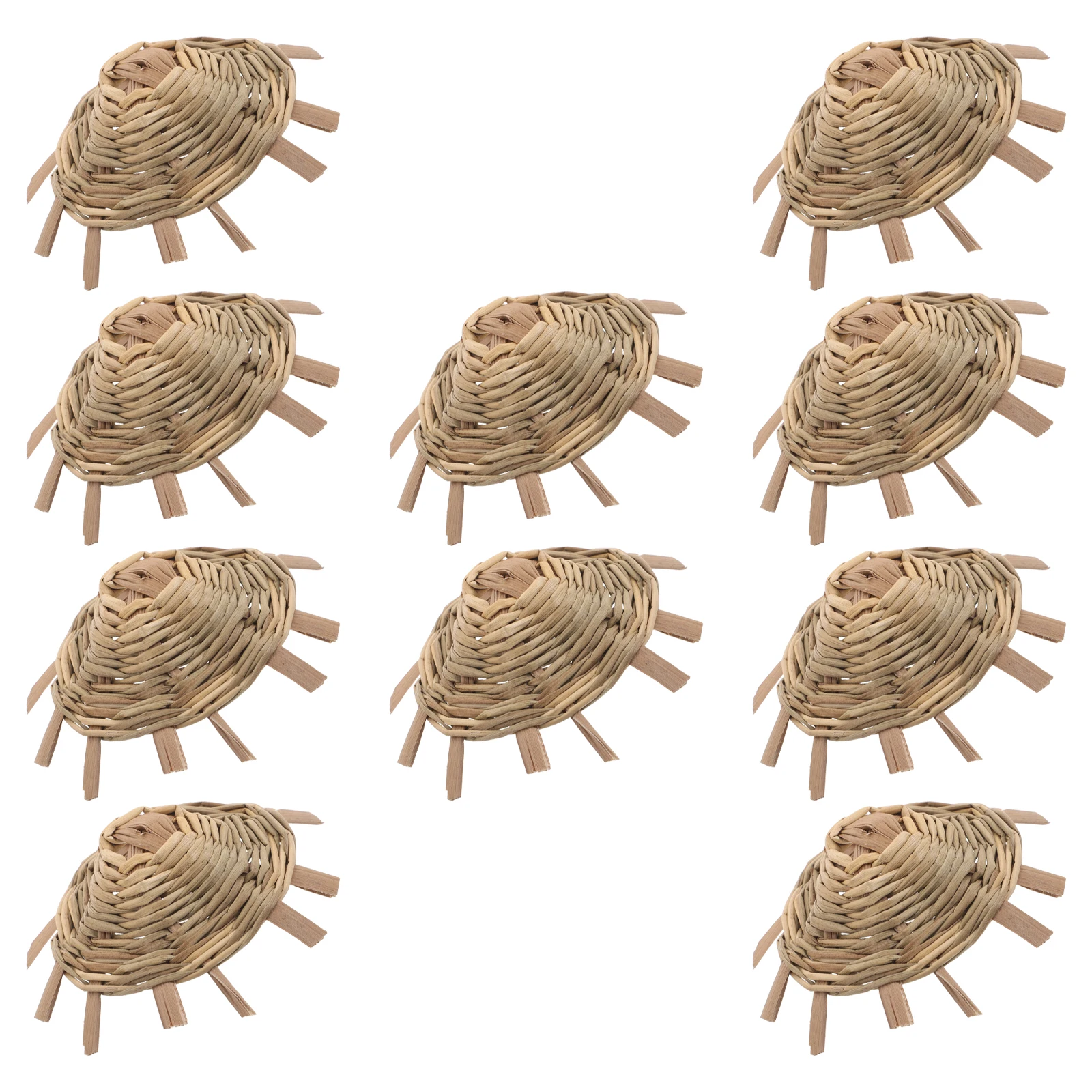 

10 Pcs Braided Straw Hat Decors Dollhouse Accessories to Weave Knitting Miniatures