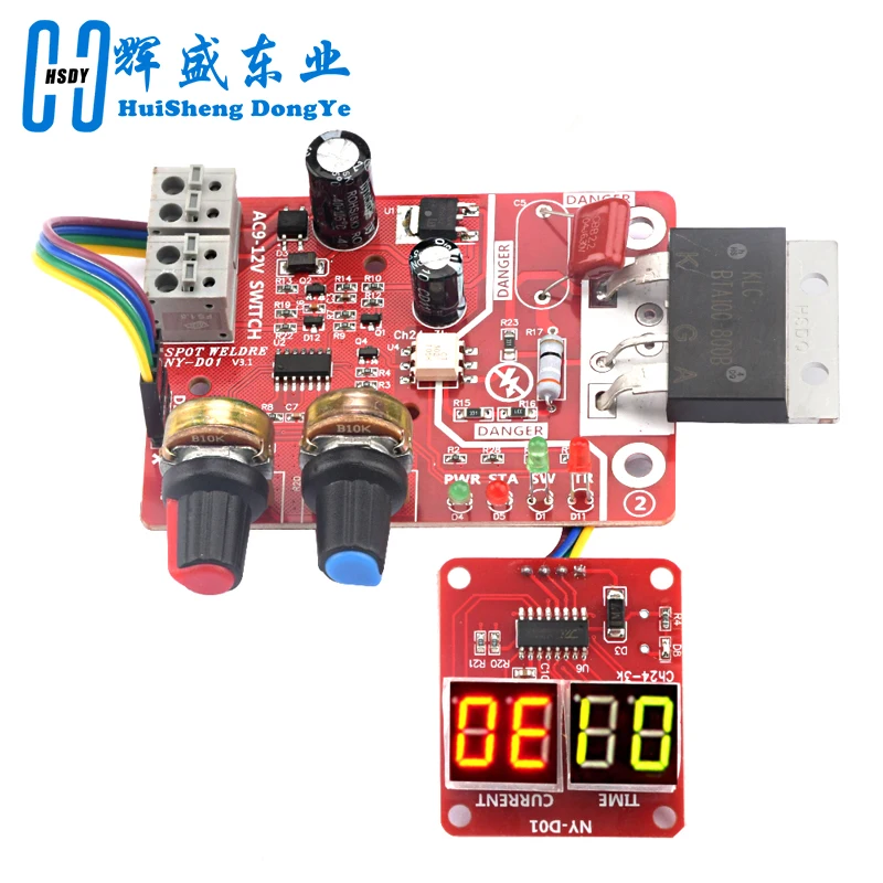 DIY NY-D01 Control Board 40A/100A Spot Welding Machine Control Board Welder Panel Adjust Time Current Digital Display