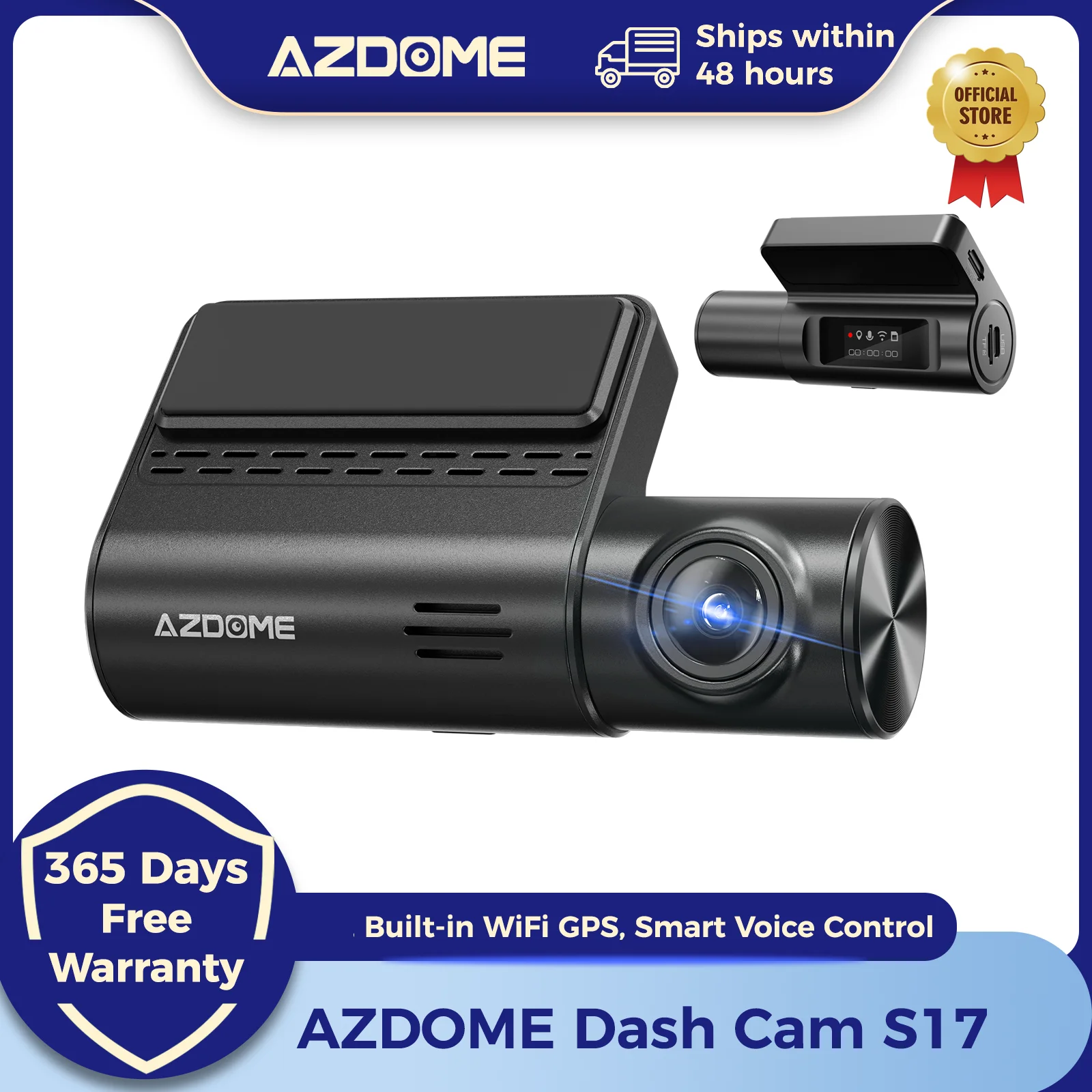 AZDOME S17 Câmera DVR 1080P WiFi GPS para Carro