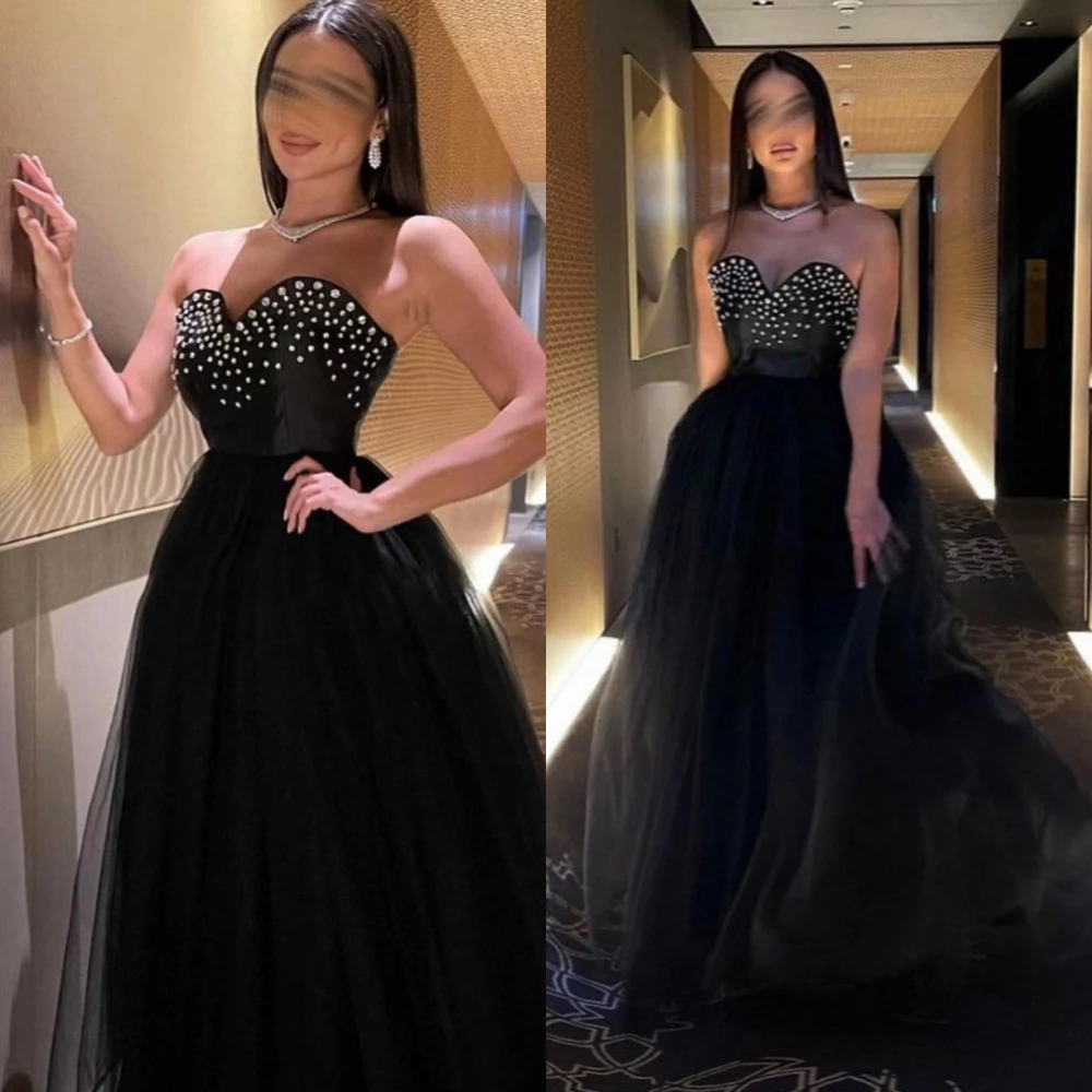 

Ball es Simple Strapless Gown Floor Length Evening Rhinestone Net/Tulle Formal Occasion فساتين كوكتيلفسات