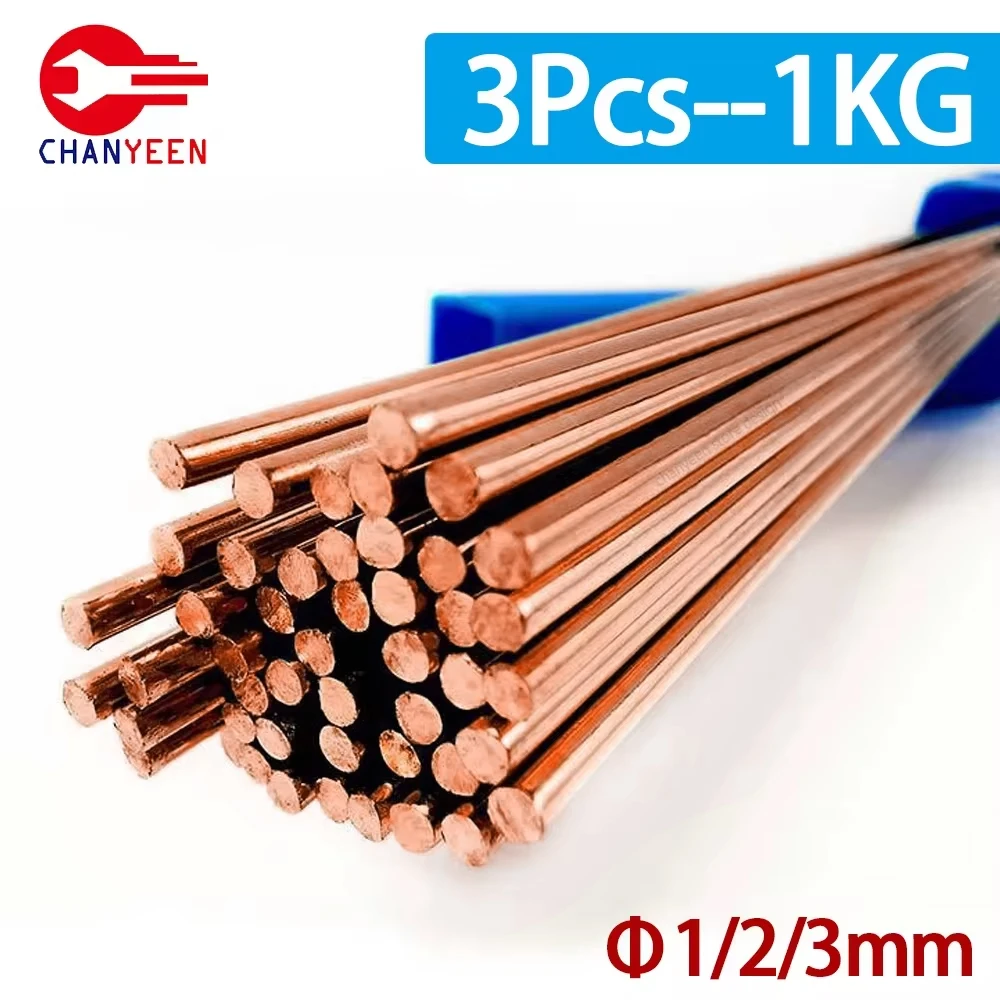 3/6/9pcs 1KG 1/2/3mm 50cm Copper Electrode Welding Wire Brass Welding Rod Phosphorus Soldering No Need Solder Powder Rods Tools