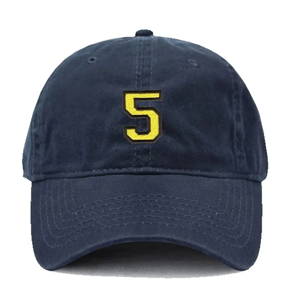 Men's Baseball Cap Number 5 Embroidery Hat Black Embroidered Casual Baseball Caps