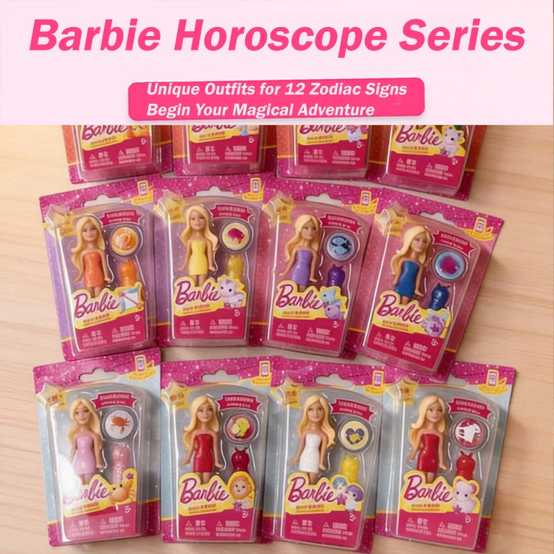 In Stock Genuine Official Barbie Zodiac Series Mini Doll Dress Up Playset Gift 13cm Doll  Barbie Horoscope Series Collectibles