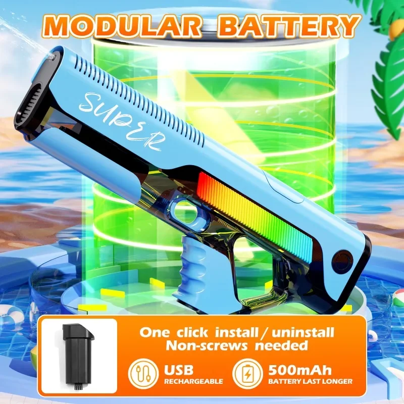 Full Electric Automatic Water Storage Gun Toys Portable Children Summer Beach Outdoor Fight Fantasy Toys for Boys Kids Game
