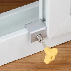 Tope de ventana antirrobo, cerradura de llave de seguridad, limitador de ventanas correderas, Hardware de seguridad para niños, aleación de aluminio