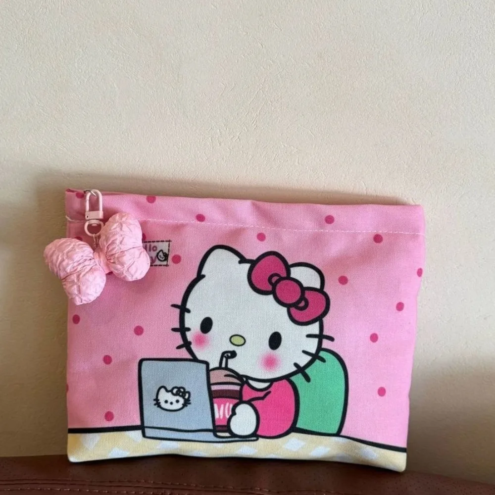 

Sweet Anime Kawaii MINISO Hello Kitty Ins Children Makeup Bag Cute Cartoon Kt Cat Portable Storage Bag Gifts for Kids