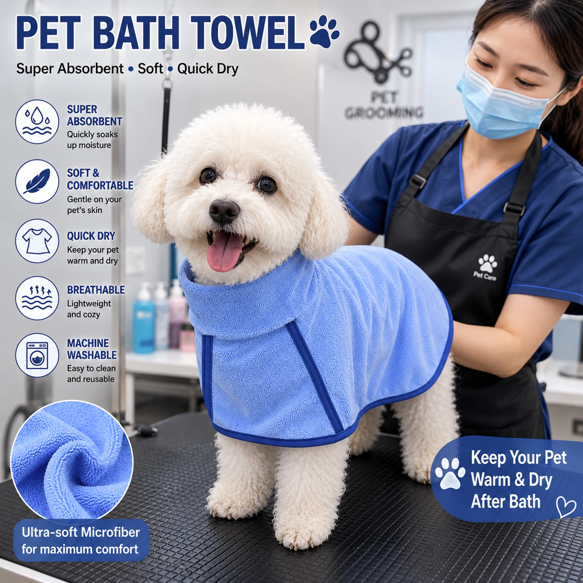 Dog Bath Towel Taking A Bath Beauty Care Nursing Absorb Water Bathrobe Thickened Prevent Catching A Cold Coral Fleece Keep Warm