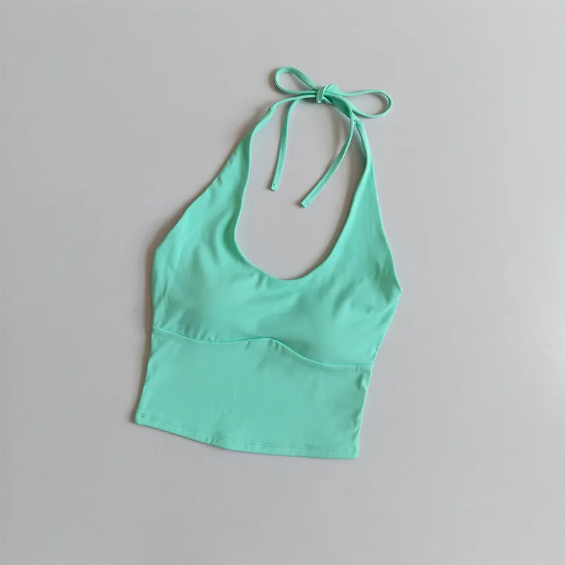 Sexy Neckholder-Yoga-Sport-BH-Weste mit schönem Rückendesign, festem Halt, einteiligem Cup, für Damen zum Laufen, Sommer, schlankmachend, Fitness-Oberteil. – Detail 5