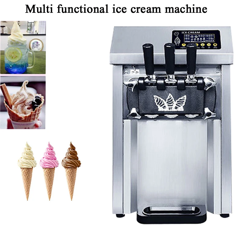 

Commercial Ice Cream Maker, 20-25L/H Yield, 2000W Countertop Soft Serve Machine Hopper Cylinder For Snack Bar