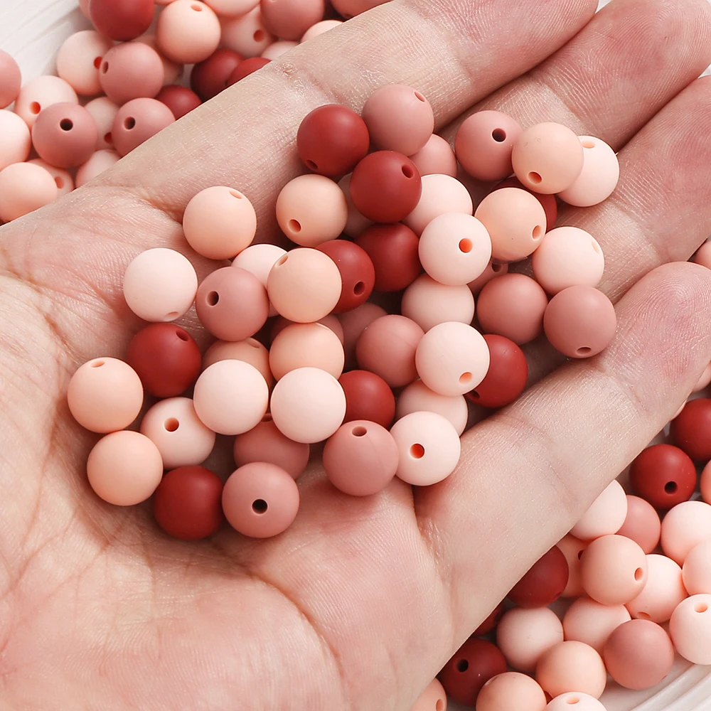 100Pcs 9mm New Food Grade Silicone Teether Round Beads Baby Chew Nursing Teething Toys Necklace Bracelet Pacifier Clip Accessory