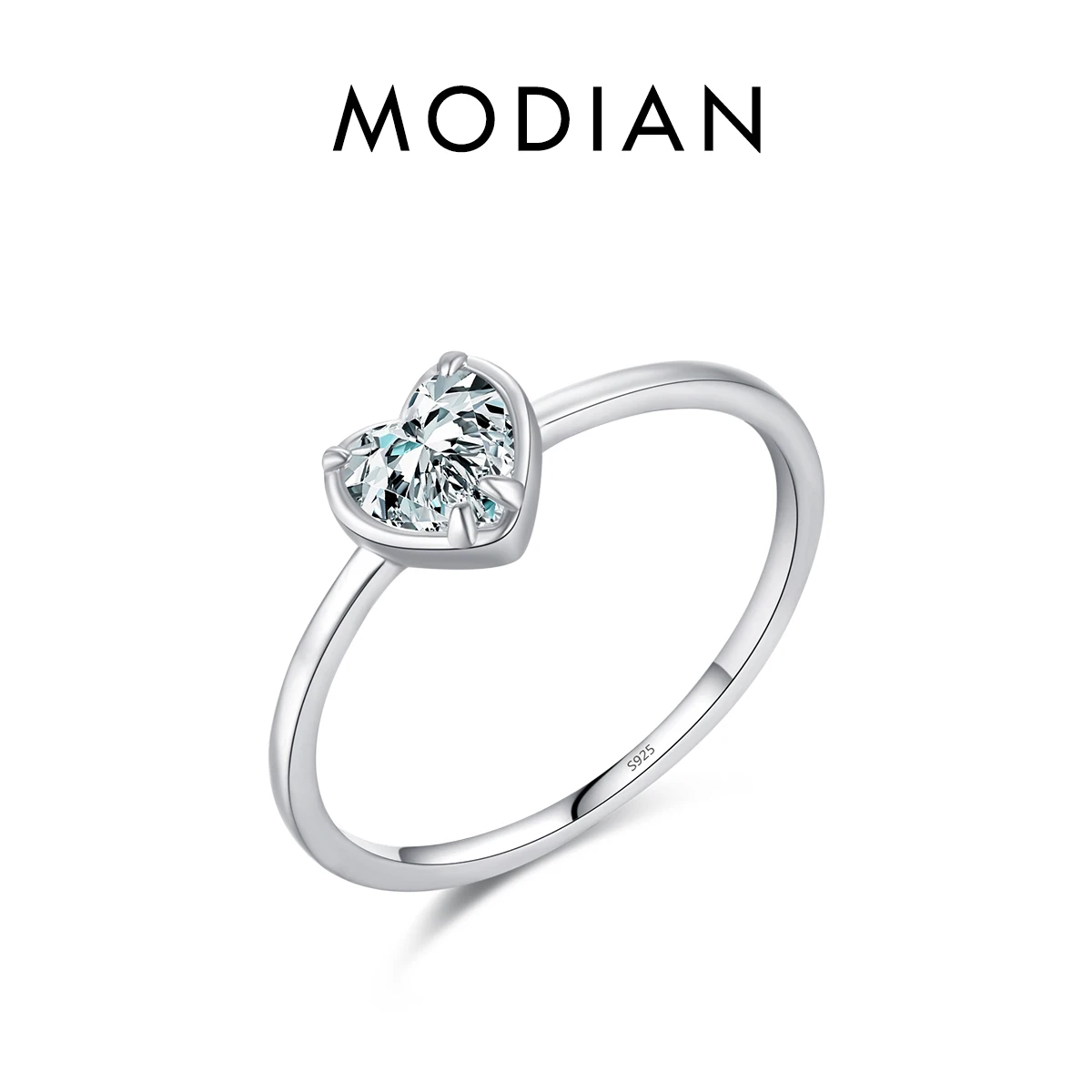 MODIAN Ring aus 925er-Sterlingsilber mit geometrischen Herzen und Zirkonia, luxuriös, hochwertig, Hochzeit, edler Schmuck für Frauen, Verlobungsgeschenke