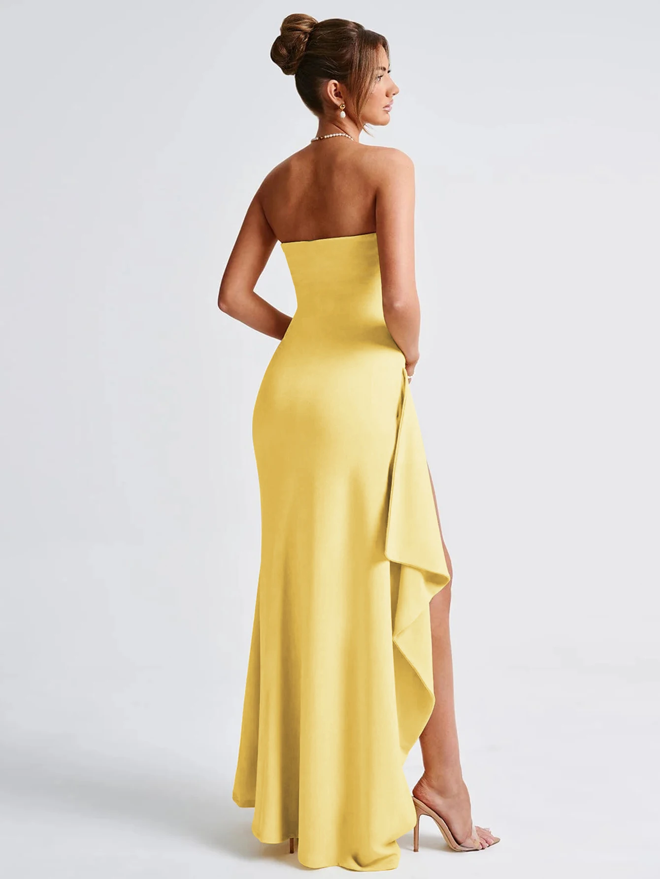 Women\'s Gorgeous Sexy Solid Color Sleeveless Backless Chest Wrapped Long Dress 2024 Party Atmosphere High-End Evening Dress