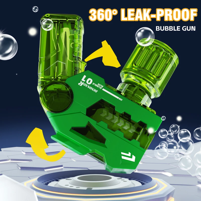Automatic Bubble Gun Dinosaur Bubbles Machine Blowing Handheld with Light Toys for Kids Beach Outdoor Bubble Gifts
