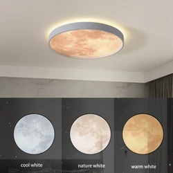 Plafonnier LED circulaire en forme de lune, design moderne et créatif, éclairage d'intérieur, luminaire décoratif de plafond, idéal pour une salle à manger, une chambre à coucher ou un couloir