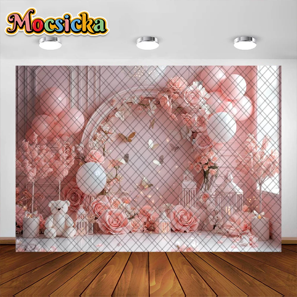 Mocsicka التصوير خلفية الوليد حفلة عيد ميلاد الديكور خلفية كعكة سحق استحمام الطفل صورة استوديو الدعامة راية