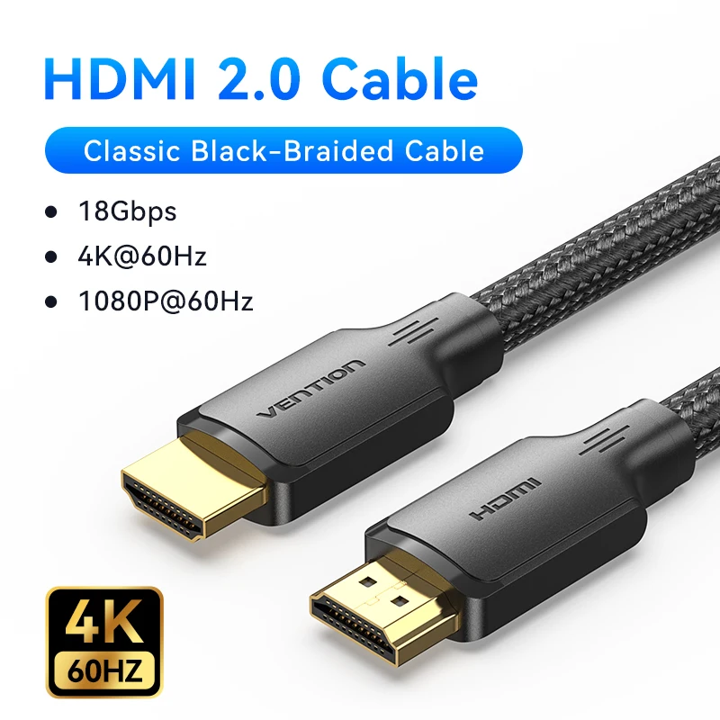 Ventie HDMI-kabel 4K/60Hz voor laptop PS5 Xiaomi TV Box Hoge snelheid gecertificeerde 4K @ 60Hz-kabel 18Gbps Dolby Vision HDMI 2.0-kabel