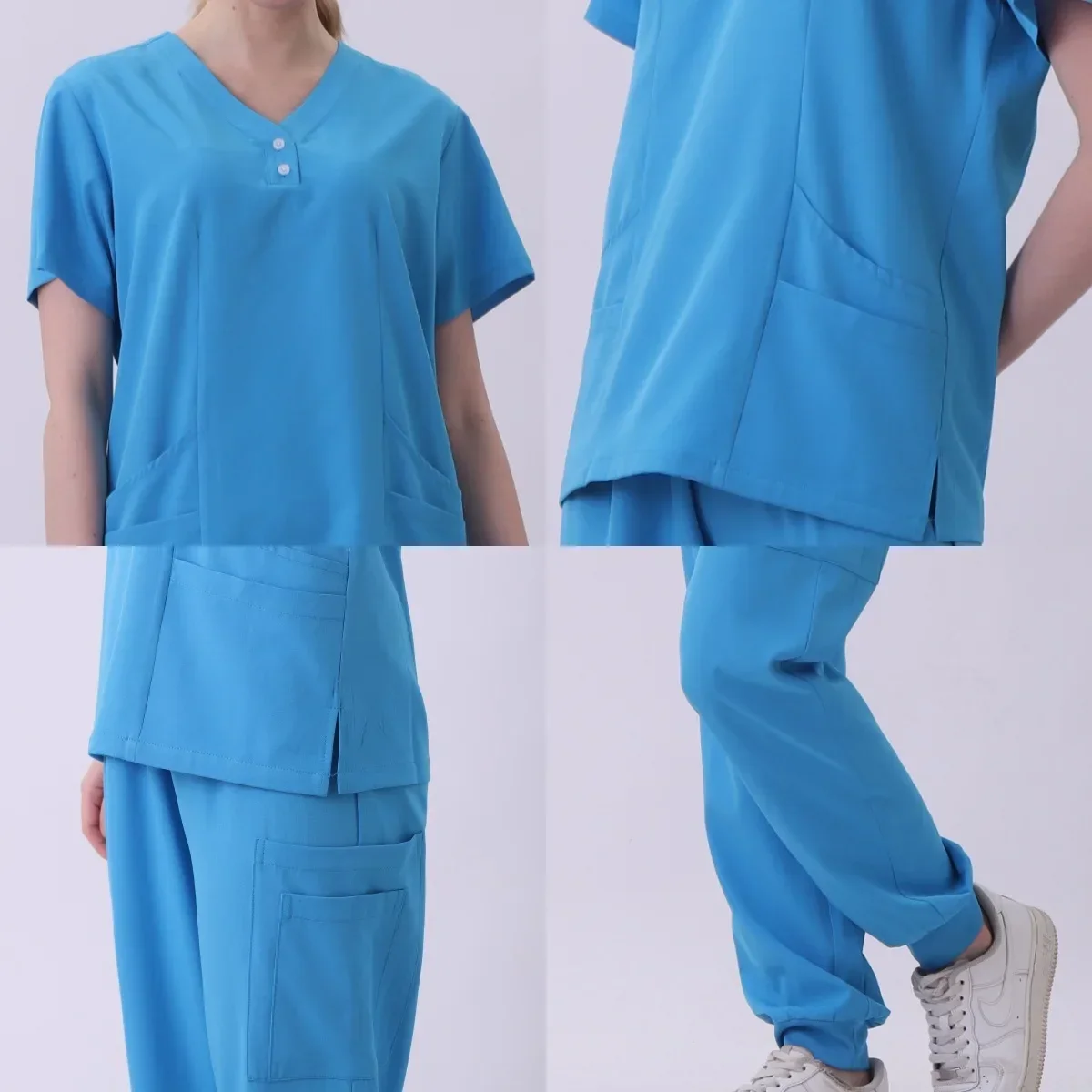 Multicolor Scrubs Short Sleeve Tops+Pants Nursing Uniform Women Pet Shop Doctor Medical Surgery Workwear Scrub Set