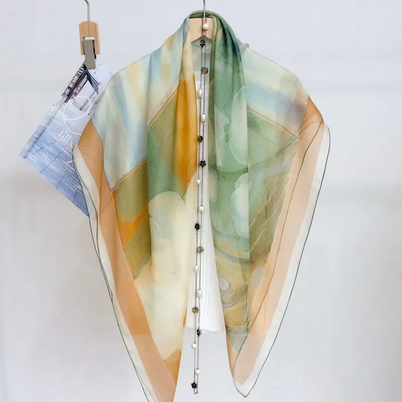 summer-sun-protection-bellflower-gradient-color-silk-chiffon-scarf-shawl-women's-thin-fashionable-floral-print-wrap-versatile