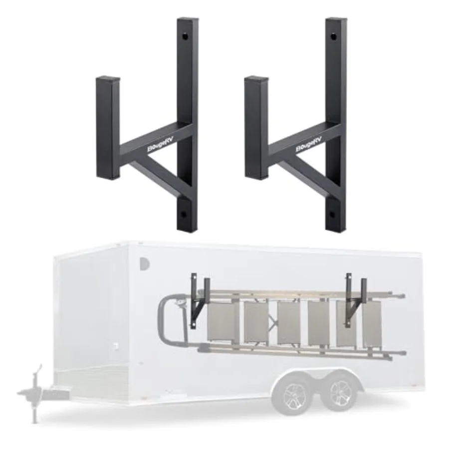 

Side Mount Trailer Ladder Rack, 4 Racks Heavy Duty Steel Ladder Racks with Bungee Cords Fit for Open and Enclosed Trailer Side