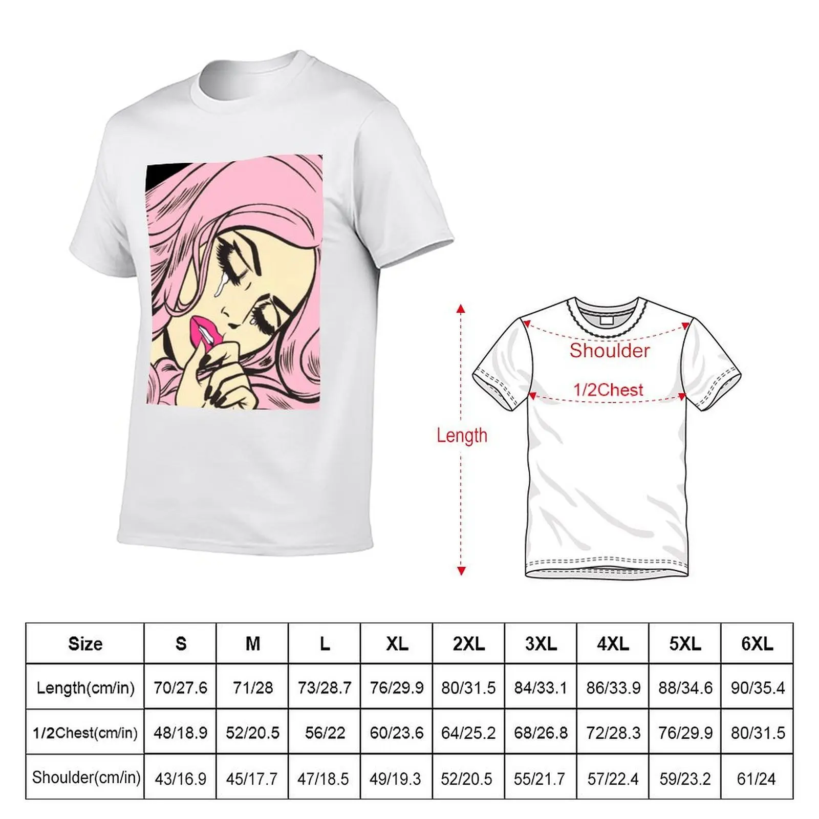 Pastel Pink Sad Girl T-Shirt funny meme t-shirts topping men t shirts high quality