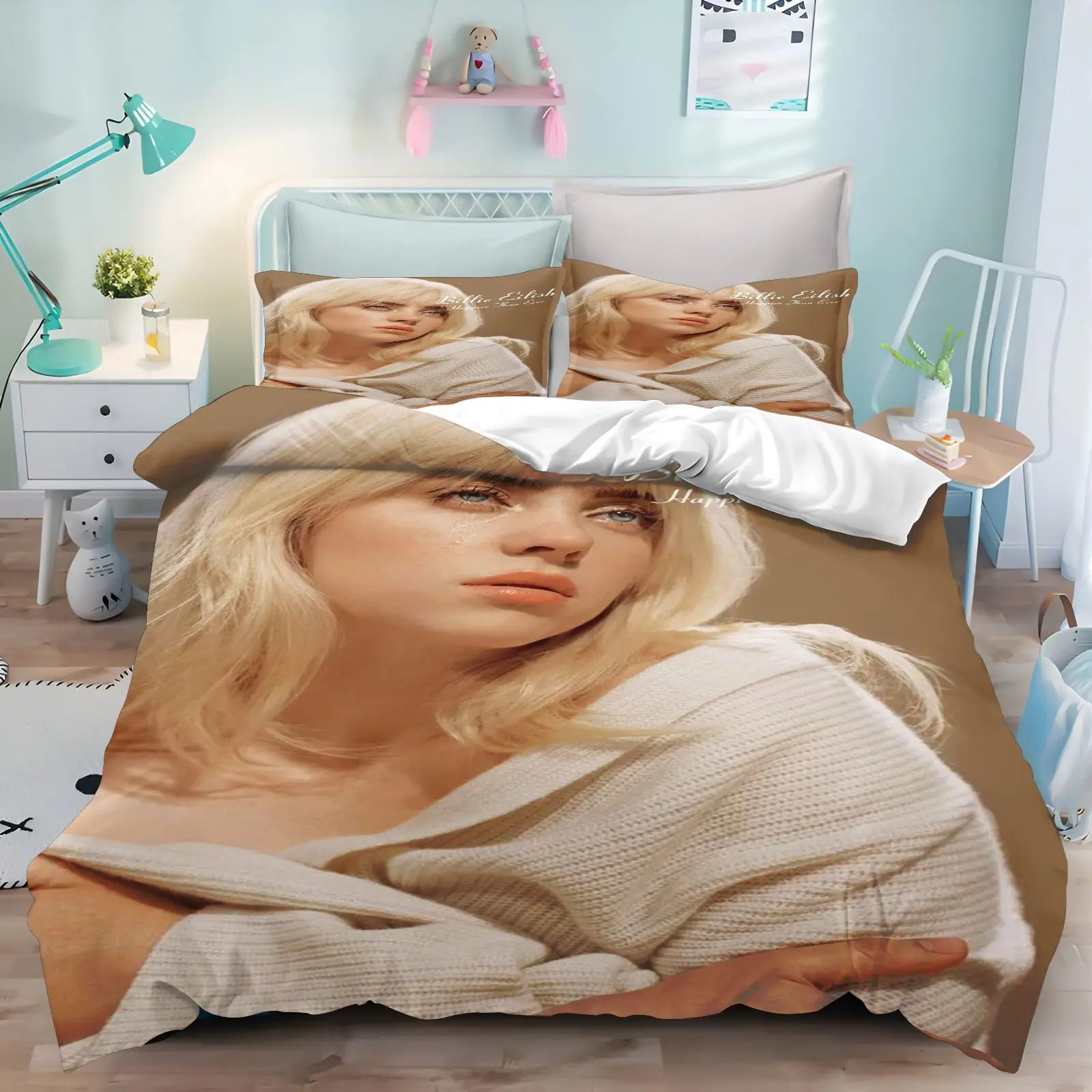 Billie Eilish Bedding Set 3D Print Duvet Cover Pillowcase Home Textile Bedroom Decor Bed Linen Quilt Cover