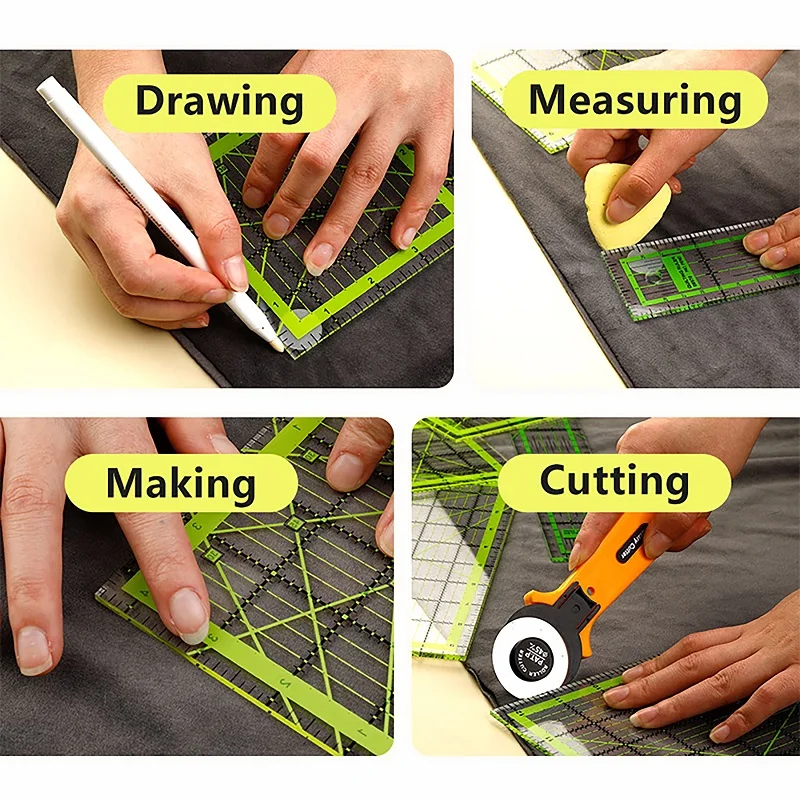 3/5pcs Acrylic Quilting Rulers Square Quilting Rulers Fabric Ruler and Guides with Anti-Slip Grips for Fabric Sewing