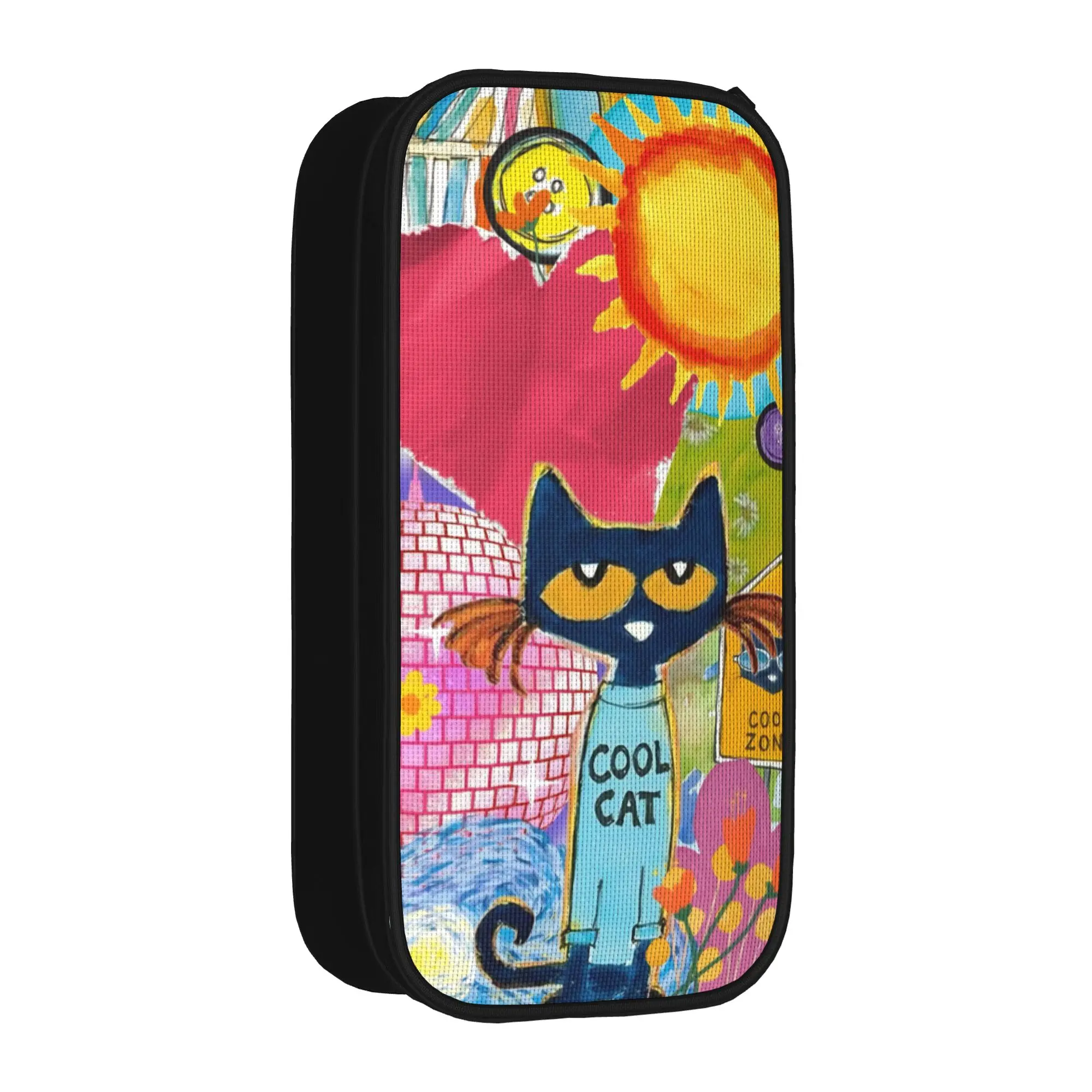 Pete The Cat Pencil Case Double Layer Large Capacity Kids  Pencil Bag Gift
