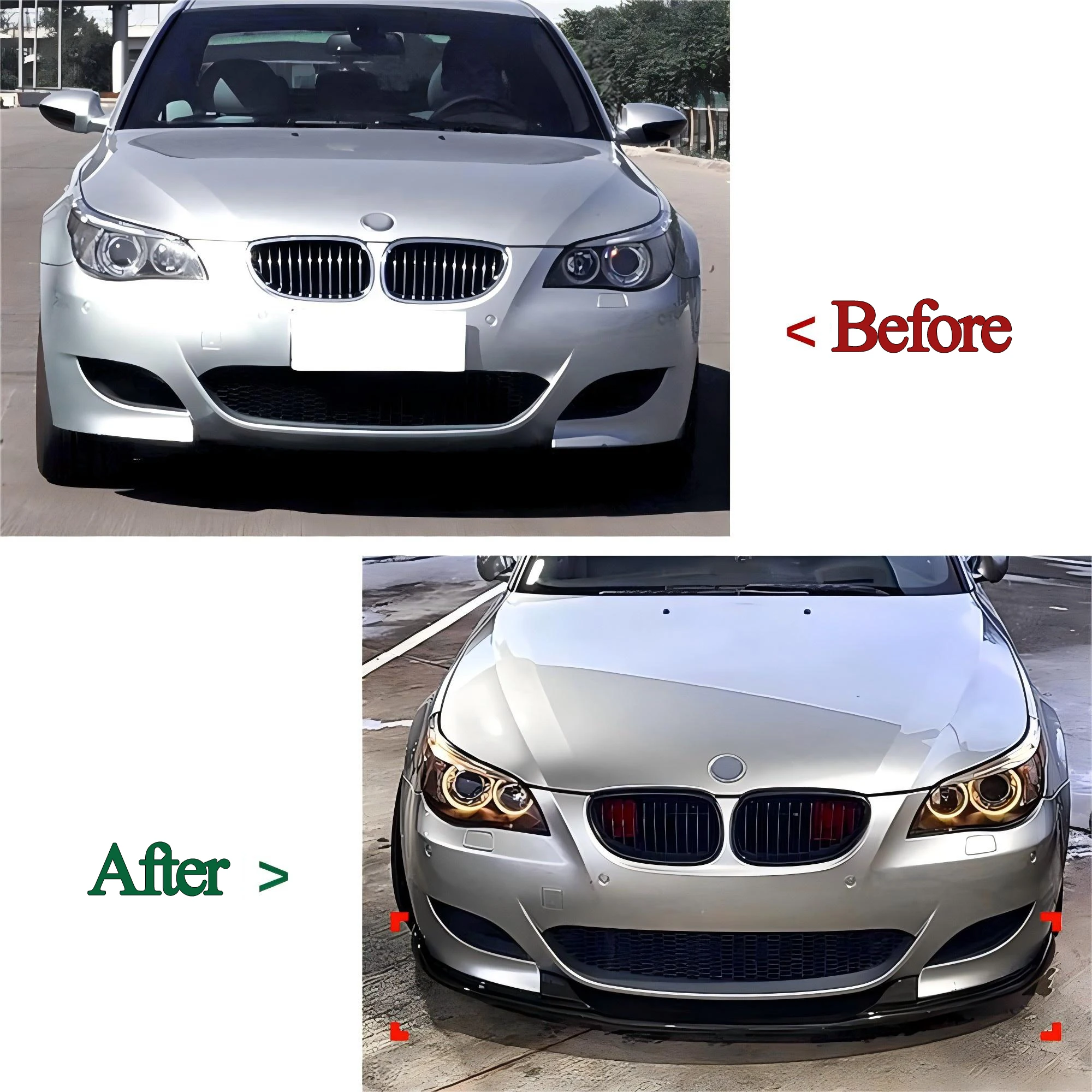 Front Bumper Splitter Lip Gloos Black Diffuser Spoiler Guard Bodykits For BMW 5 Series E60 E61 M5 2005 2006 2007 2008 2009 2010