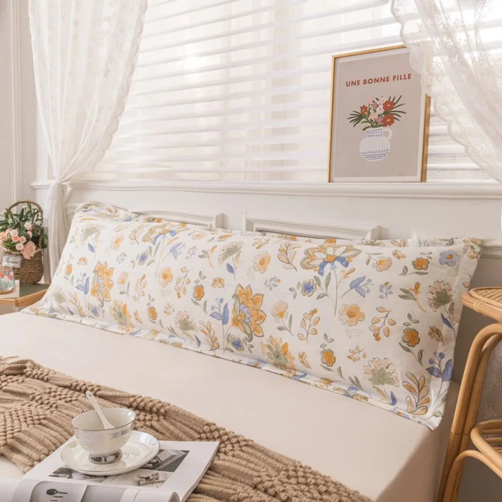 

One Piece Flower Couple Pillowcase Rectangular Skin-friendly Long Pillow Case Washable Cotton Pillowslip King Size Bed