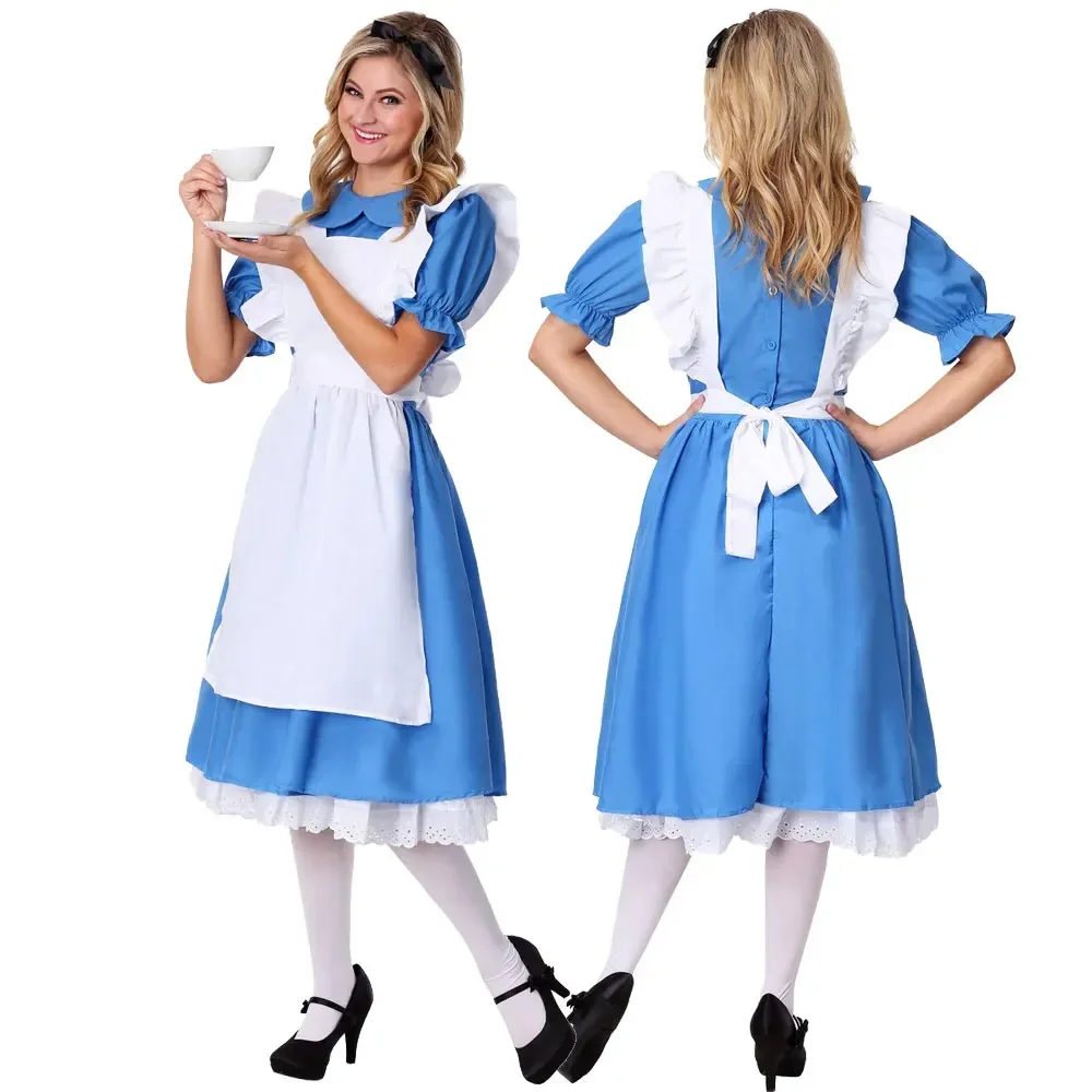 Kinderen Meisje Blauw Alice In Wonderland Halloween Kostuum Voor Kinderen Feest Lolita Meid Jurk Cosplay Fancy Carnaval Kostuums Meisjes