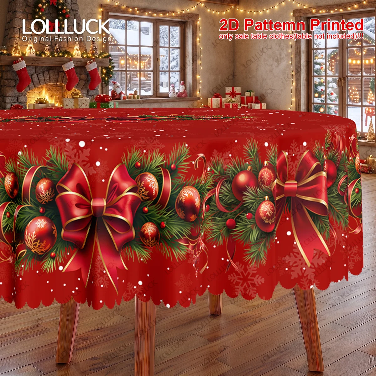 1 piece, Merry Christmas theme, send a tablecloth, retro Christmas flower ribbon print design