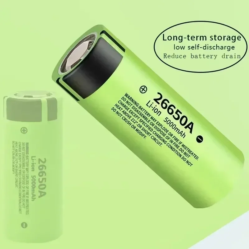 New 100% original 26650 lithium battery 26650A, 3.7V 5000mAh large capacity rechargeable battery for strong light flashlights