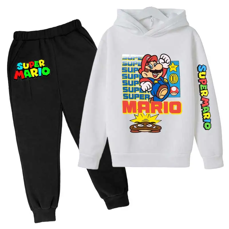 الخريف الأطفال الكرتون هوديس ماريو القمم + السراويل الطويلة 2 قطعة دعوى ماريو الأطفال الفتيان مجموعة من الملابس الاطفال لعبة الملابس 4-14 سنة #5