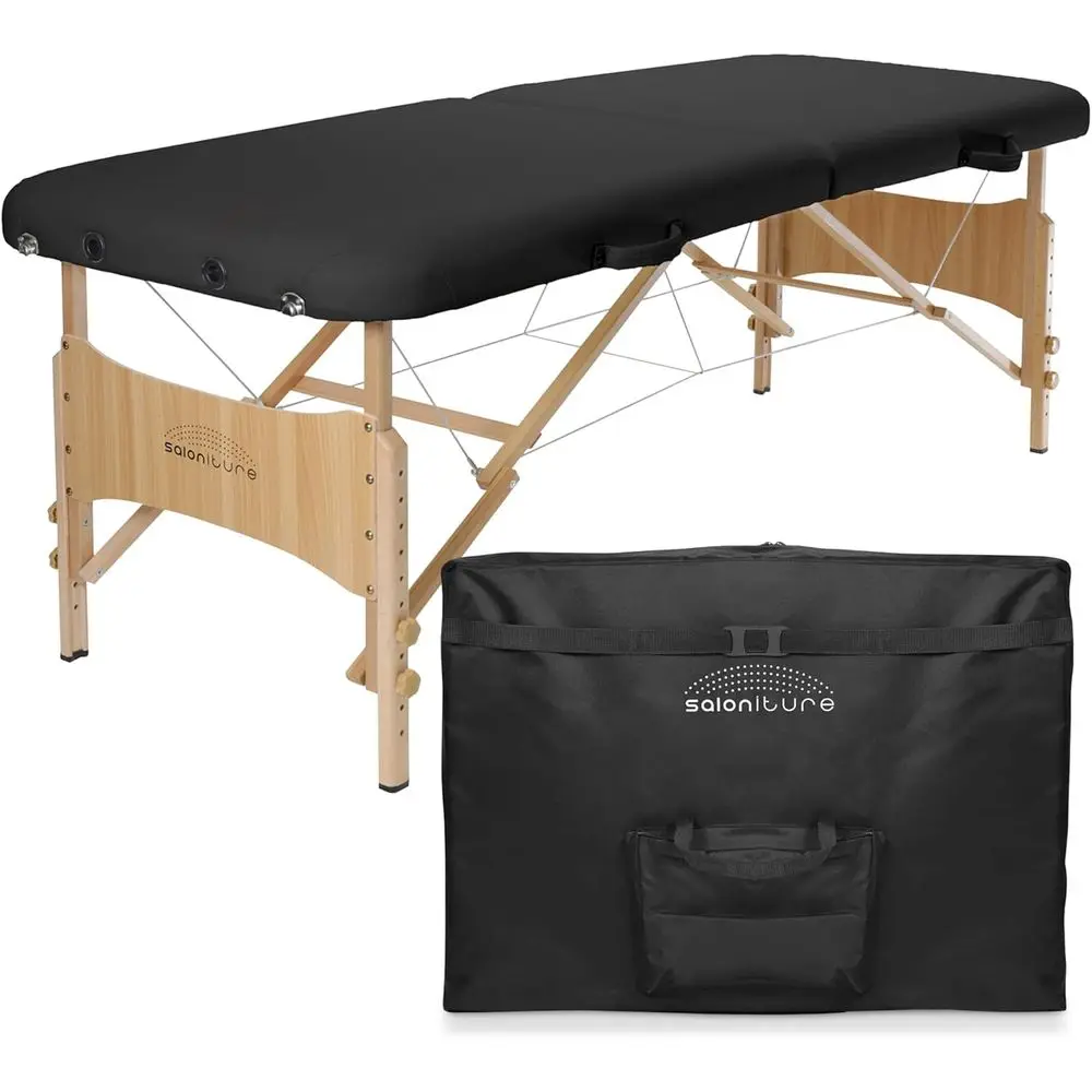 Portable Ergonomic Massage Table - Black