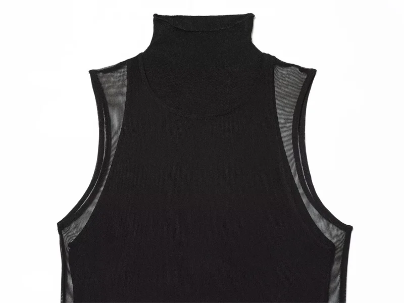 Vestido feminino 2025 inverno novo preto sem mangas dupla camada vestido longo edição limitada elegante e elegante na moda