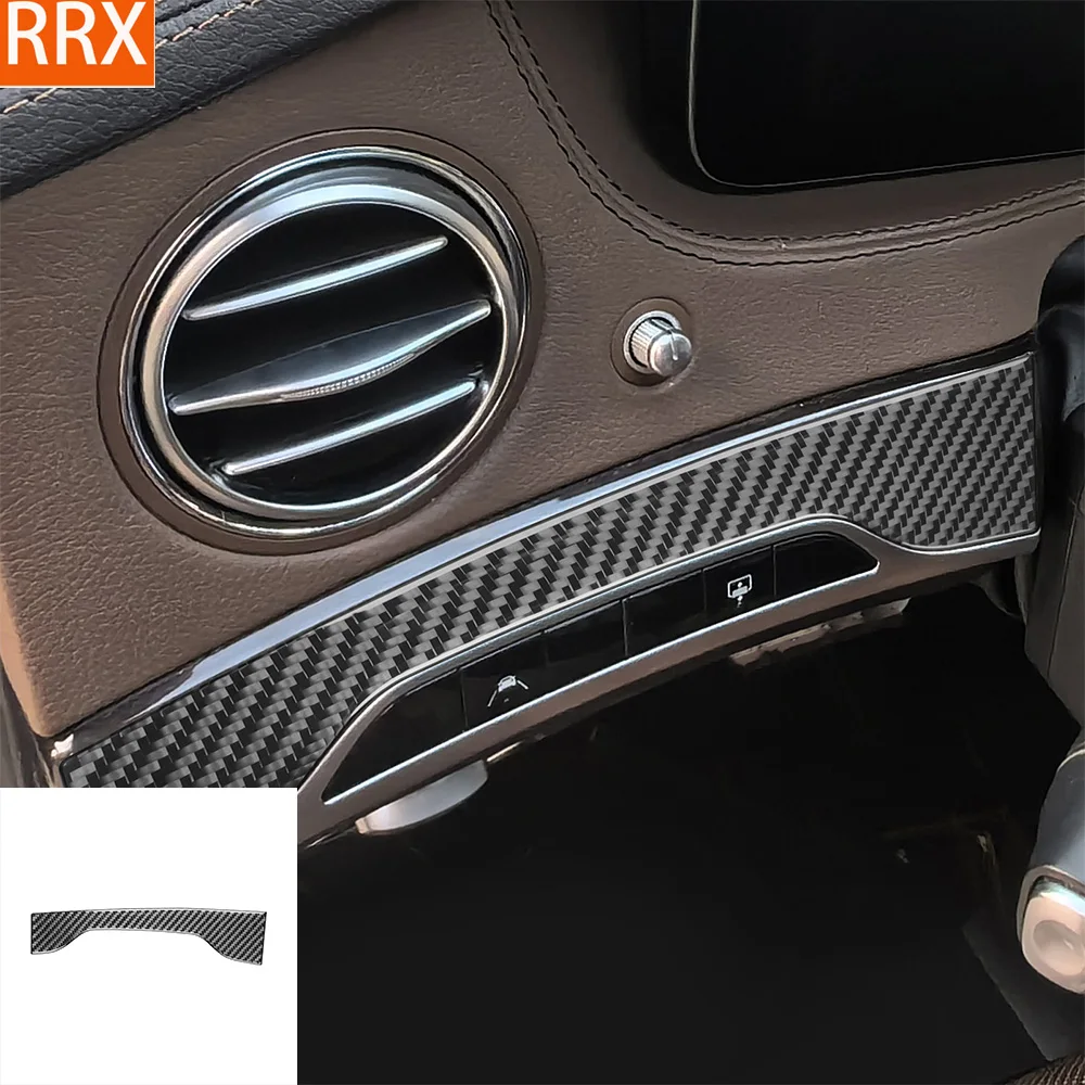 For Mercedes-Benz S-Class W222 2013-2020 Real Carbon Fiber Sticker Dashboard Lane Assist Panel Car Accessories Inside Decorative
