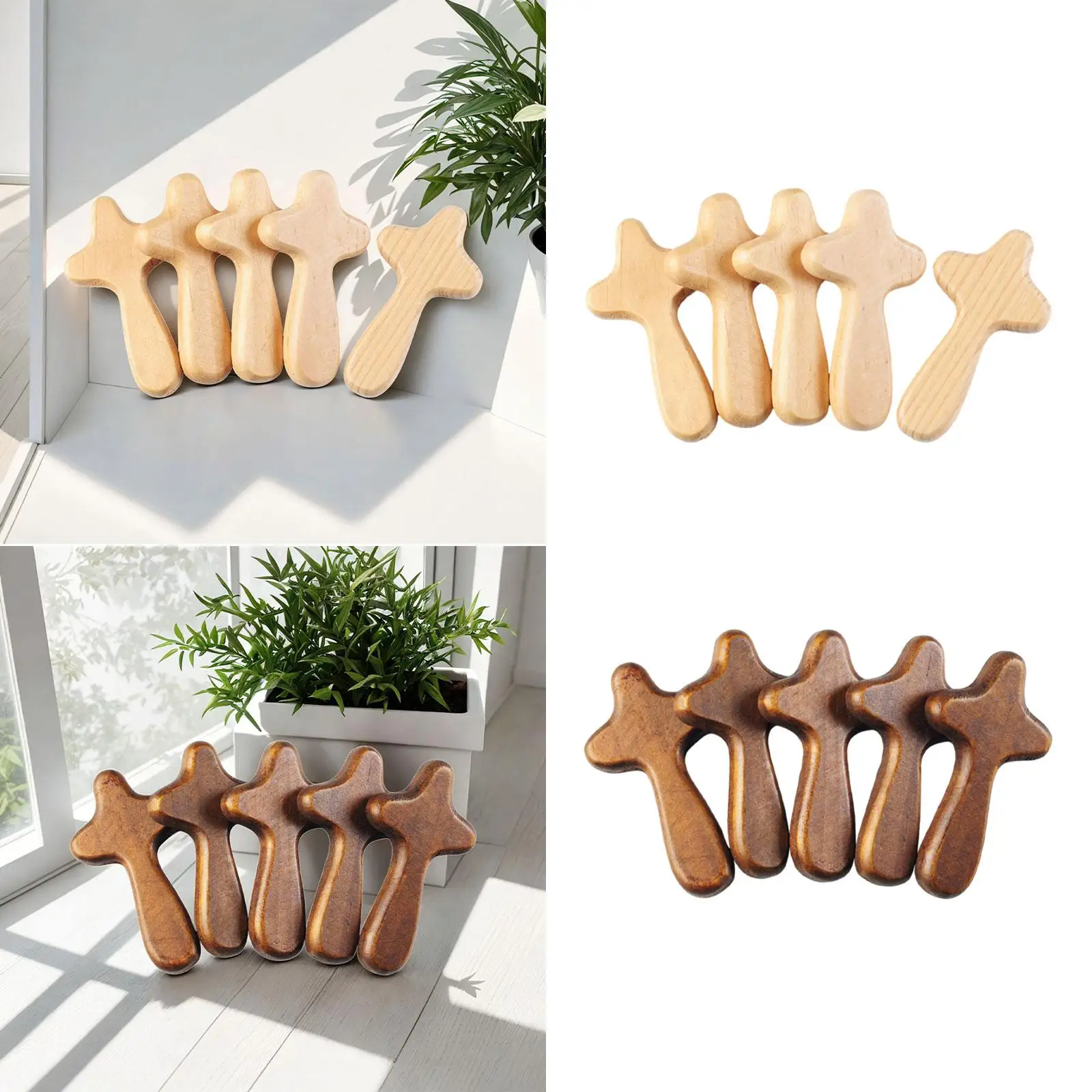 5 Pieces Prayer Cross Wooden Holding Cross Holy Land Family Religious Person Clinging Palm Friend Decoration Pocket Crosses