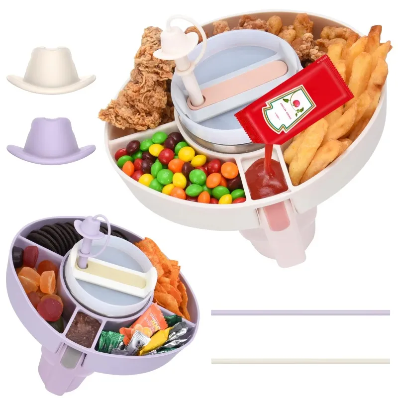 

40 Oz Tumbler Silicone Snack Ring with Handle Reusable Snack Tray Bowl with Dipping Area Cup Accessory